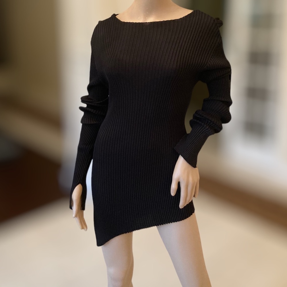 BNWT Zara Black Knit Asymmetrical Top Size L